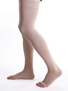 Doc Miller Compression Thigh High Open Toe Compression Socks - Beige